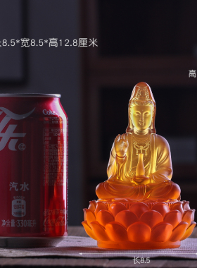 琉璃莲花座观音摆件净瓶观世音菩萨佛像中式家用佛堂供奉桌面摆放