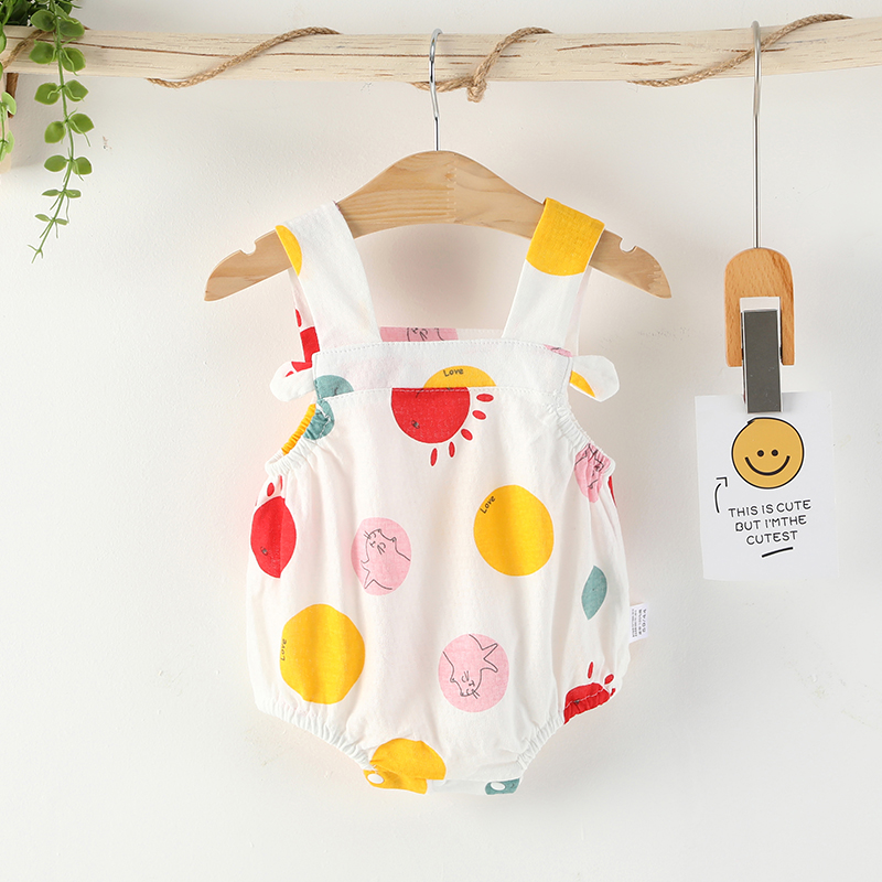 婴儿肚兜夏季护肚纯棉新生儿吊带连体衣薄款男女宝宝背心包屁睡衣