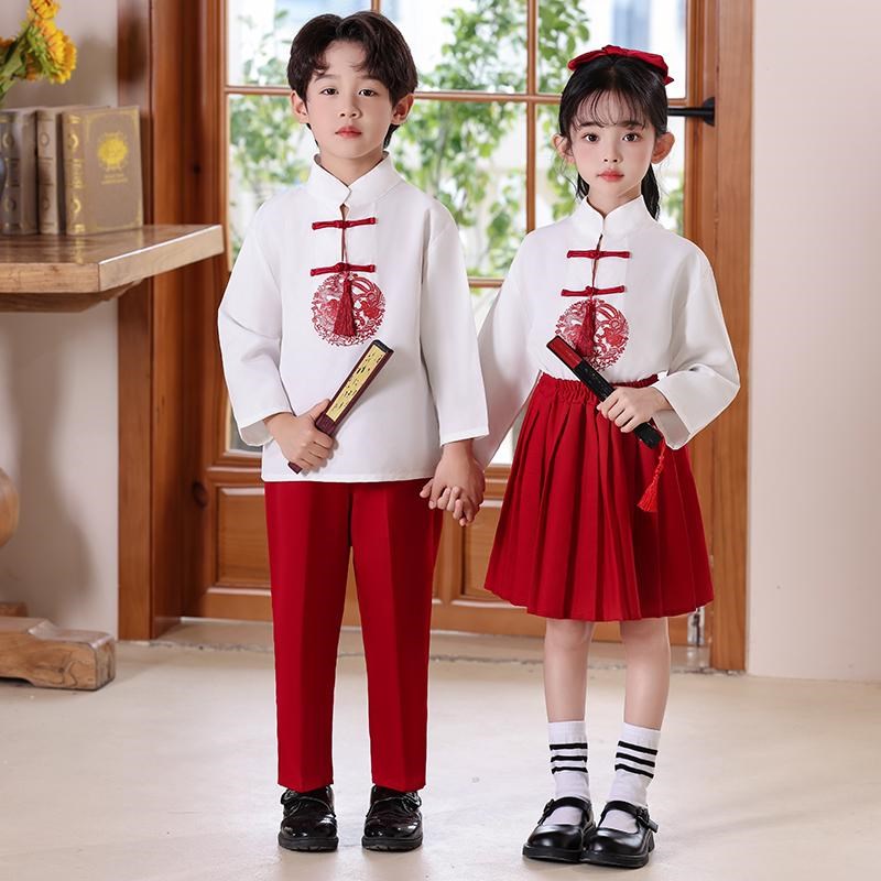 元旦儿童中国风小学生演出诗朗诵校服幼儿园大合唱秋冬表演服套装
