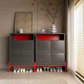 钢制双层翻斗24cm鞋 柜家用门口2025新款 轻奢入户门玄关柜一体靠墙