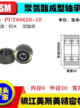 美斯美透明包胶双轴承滑轮85A聚氨酯滚轮静音耐磨MSM-PUT69620-10