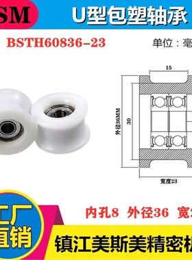 MSM包塑轴承滑轮U槽凹槽轨道轮导轮过线吊轮塑料轮BSTH60836-23