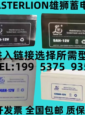 MASTERLION雄狮蓄电池12V7A9A24A38A65AH100AH直流屏EUPS应急电源