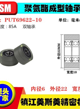 美斯美透明包胶双轴承滑轮85A聚氨酯滚轮静音耐磨MSM-PUT69622-10
