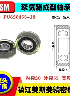 MSM美斯美包胶轴承滑轮透明聚氨酯滚轮静音耐磨橡胶轮PU620455-18