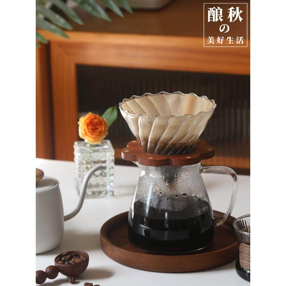 喵有型水滴咖啡滤水杯架手冲分享壶耐热玻璃v60套装大小尺寸清新