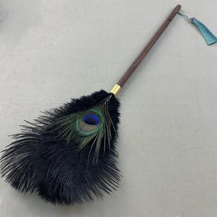 逗猫棒孔雀翎鸵鸟毛撢子除尘扫灰家用鸡毛静电掸空间高档美观装饰
