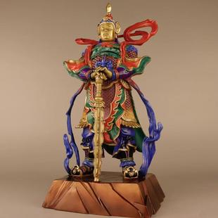 彩铜二郎真君神佛像摆件纯铜二郎神杨戬哮天犬家居书房供奉摆设