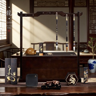 文房四宝毛笔套装高端专用笔挂笔墨纸砚墨块砚台收藏毛笔高档徽墨条毛笔架女生精品礼盒端砚送礼送领导