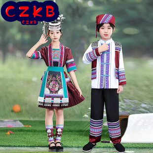 新款侗族服装贵州广西少数民族服饰刺绣款式儿童款盛装苗族演出服