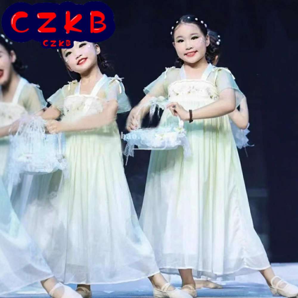 新款同款采花姑娘演出服汉服桃花图片
