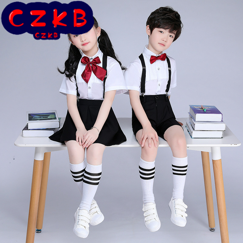 六一儿童演出服装中小学生大合唱团表演服装幼儿园男童女童背带裤