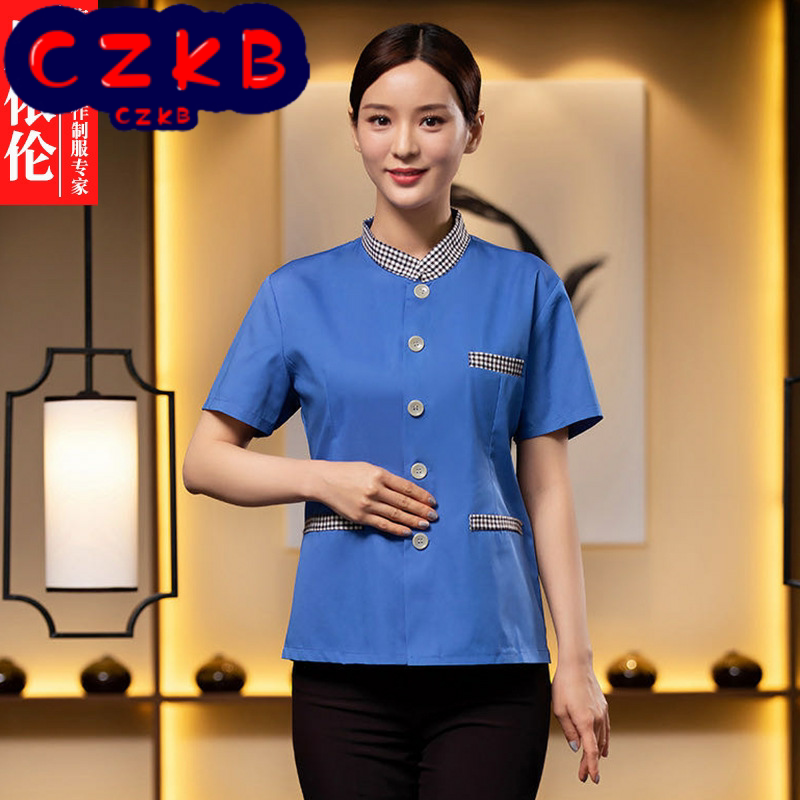 酒店工作服夏装 客房服务员PA阿姨保洁服短袖女士 宾馆清洁工制服