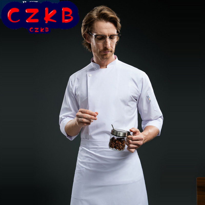 厨师服七分袖酒店中西餐厅厨房工作衣服长袖定制印绣logo餐饮制服