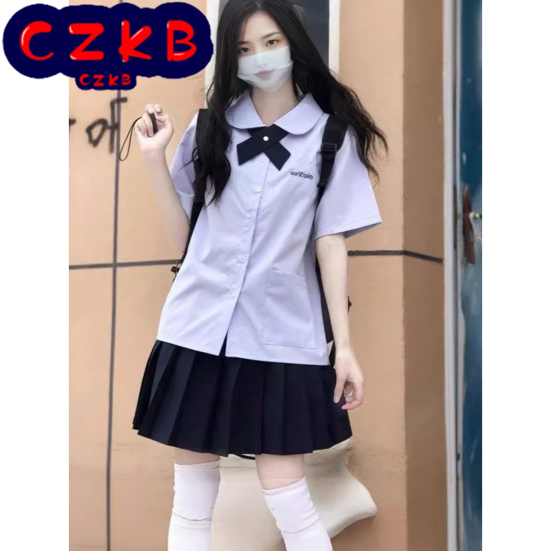 泰国泰式校服中学生jk制服女衬衫百褶裙合唱演出服毕业班服套装夏