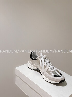 PANDEM/8.6 25升级版！2025网面运动鞋女厚底增高真皮超火老爹鞋