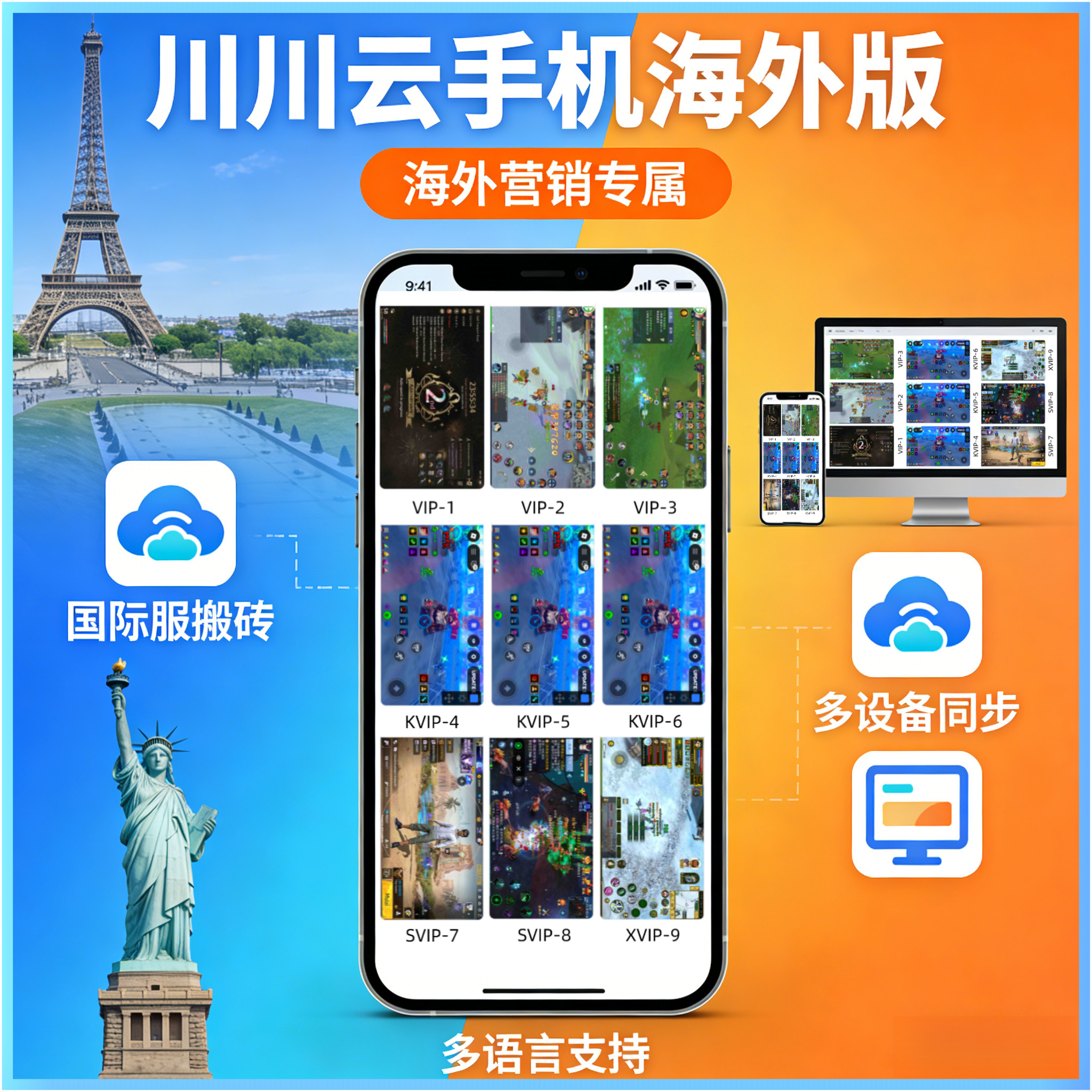 川川云手机 Cloud 国际版 海外版云手机 跨境云机 官方充值