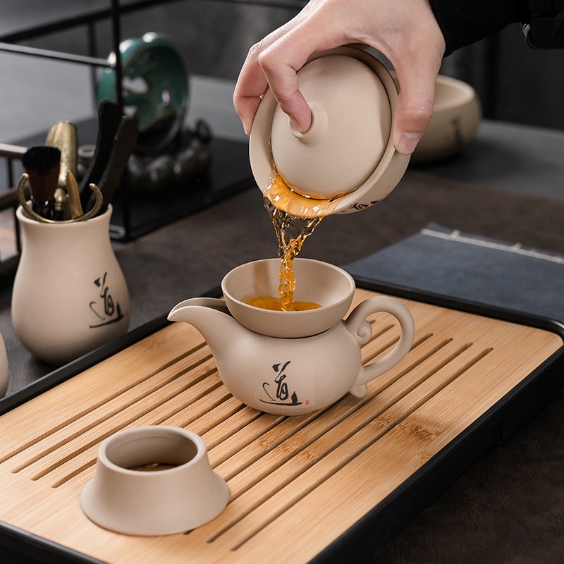 整套家用客厅陶瓷粗陶功夫茶具套装中式复古简约茶壶茶杯泡茶器
