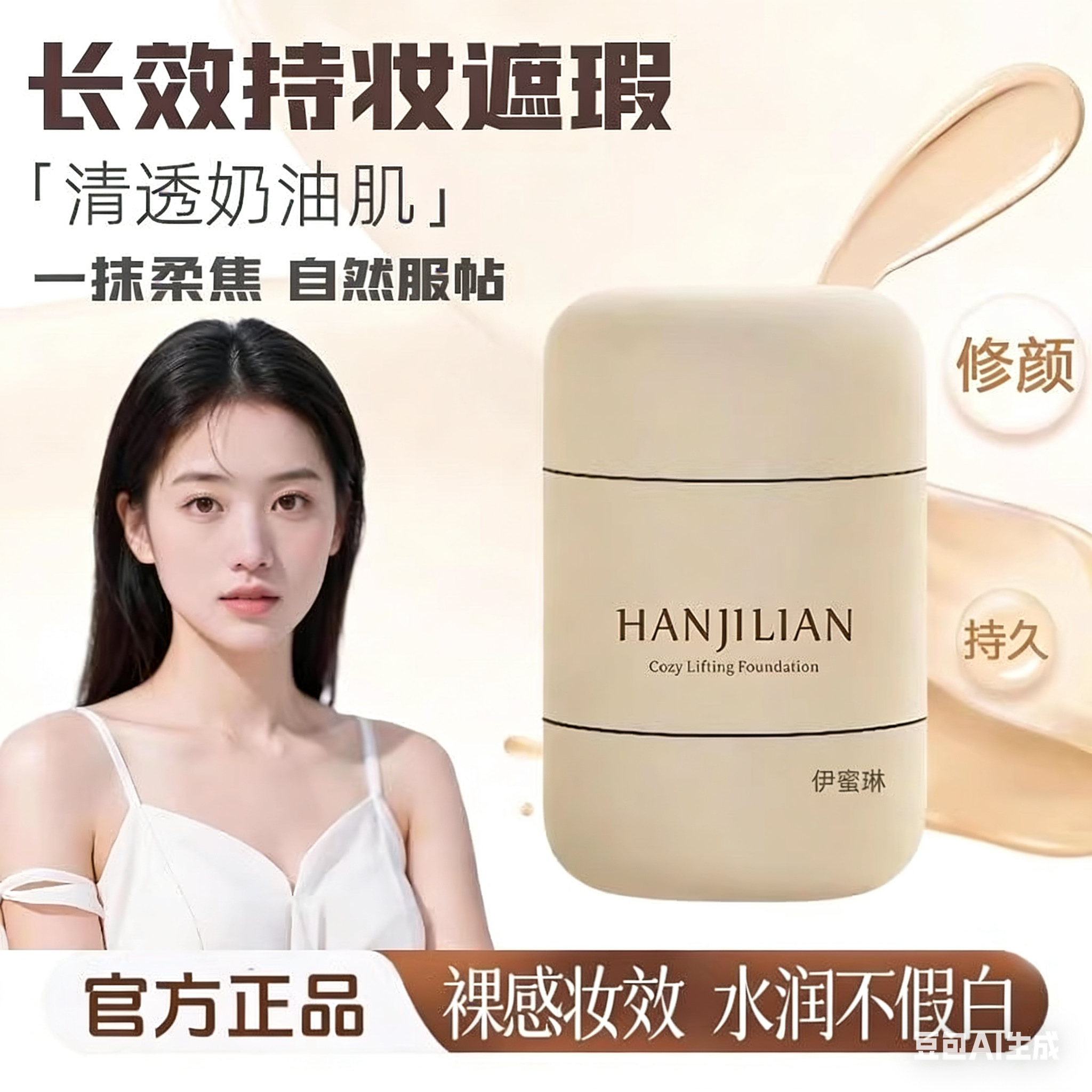 紧身衣粉底液！提拉紧致服帖黄黑皮保湿遮瑕隔离自然水润持久底妆