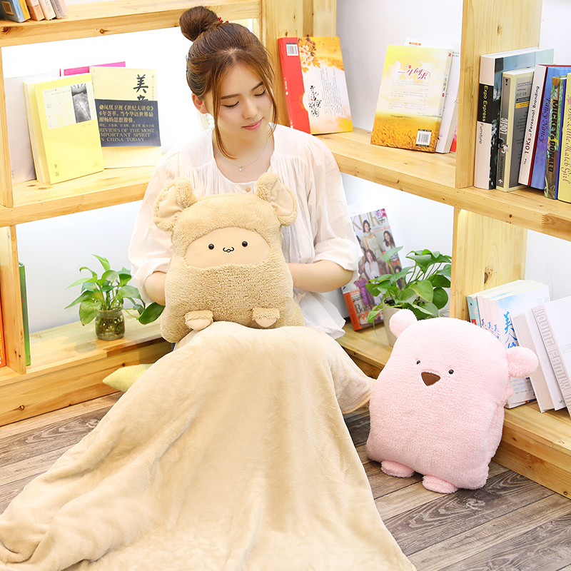 汽车抱枕头被子两用女办公室学生午睡小枕头珊瑚绒空调毯子二合一