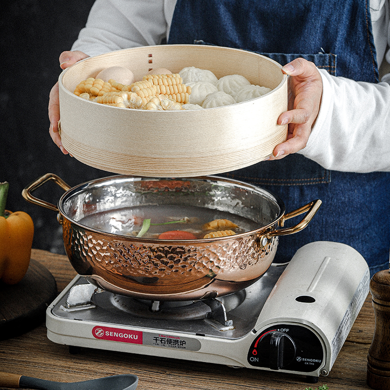 304不锈钢汤锅家用双耳蒸煮炖锅电磁炉加厚无涂层多功能汤锅蒸锅