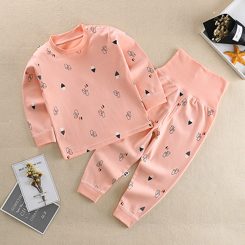 儿童秋衣秋裤纯棉内衣男女童高腰护肚裤宝宝秋衣套装婴儿0-1-3岁