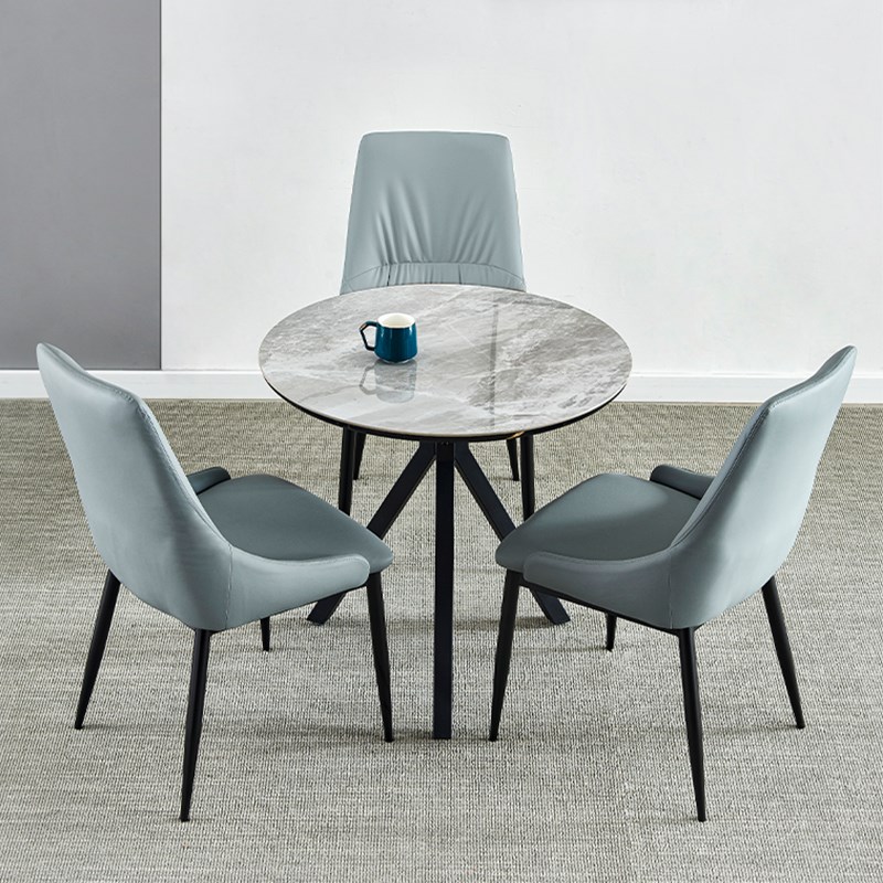 岩板圆桌餐桌办公休闲会客接待洽谈桌椅组合阳台桌子郁金香小圆桌