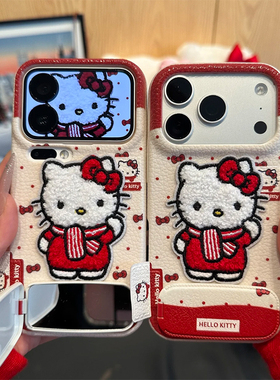 新年红色蝴蝶结KT新款适用苹果17Pro手机壳iPhone16max小米15华为mate80pura70k90nova14荣耀400vivox200s30