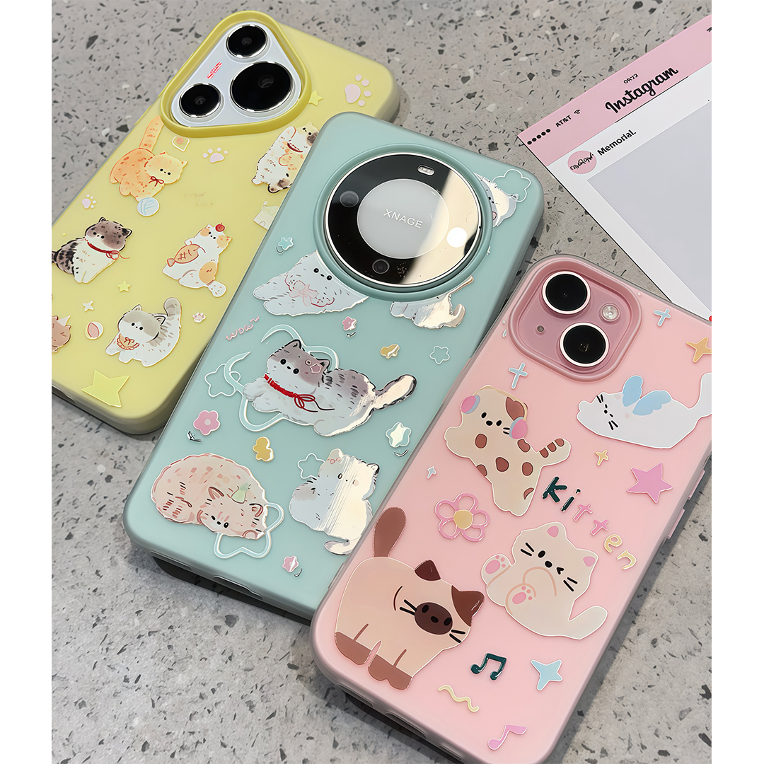 情侣可爱猫咪果冻壳适用苹果16pro手机壳iPhone15max小米14华为mate70pura80k60荣耀300x100oppofindx8nova13