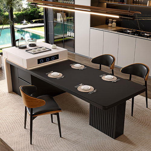 岩板岛台餐桌一体家用可伸缩餐桌