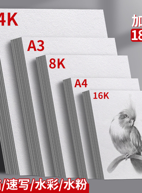 素描纸速写纸8KA3画纸美术生绘画手抄报专用水粉纸4K加厚幼儿园儿童画画纸铅画纸A4水彩素描本16K四八开180g