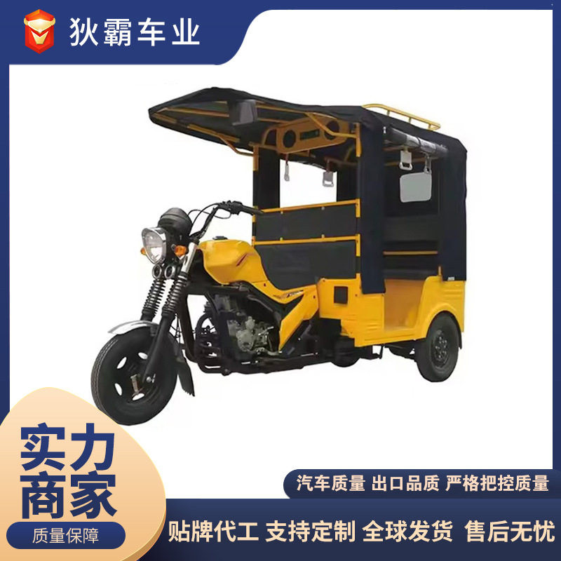 新款外贸跨境载客拉人家用出租车成人休闲代步车棚燃油三轮摩托车