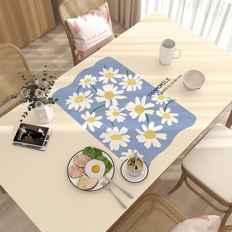 Q弹花卉皮革桌面桌垫防水防油免洗防烫简约餐桌布长方形茶几垫子,居家布艺,桌布,淘宝优惠券,粉丝福利购,淘宝优惠卷