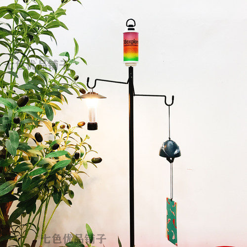 新款户外露营灯架多功能铝合金营地灯杆子支架便携式折叠双钩挂架