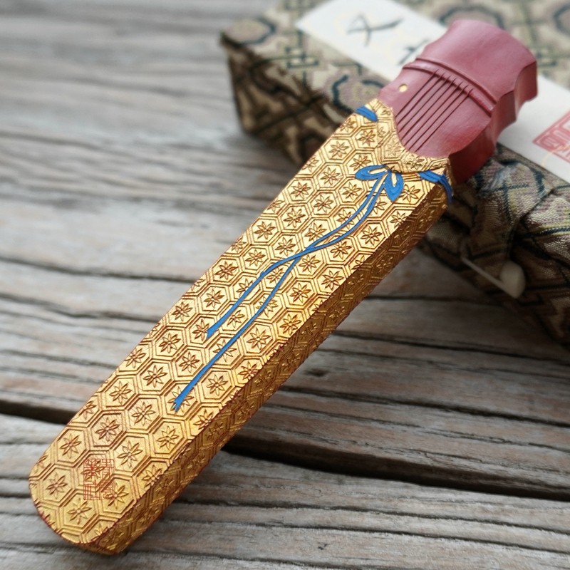 又玄斋 仿古琴墨 108克纯贵州一级朱砂墨块 传统包金工艺