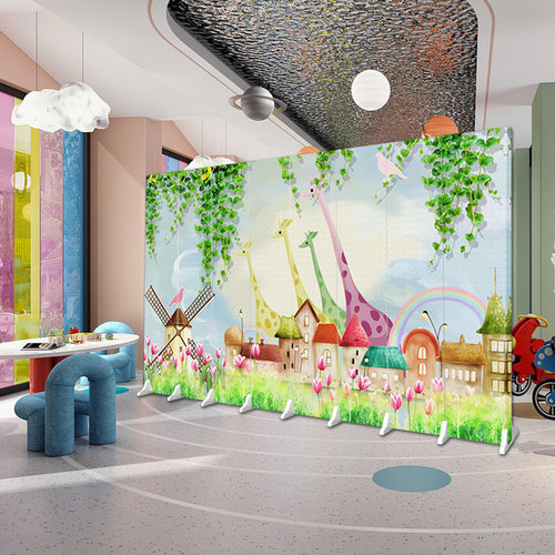 卡通儿童屏风隔断墙幼儿园可爱简约现代房间游乐场装饰可折叠移动