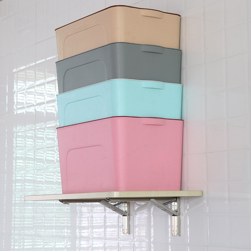 可折叠挂墙一字置物板免打孔瓷砖墙壁隔板置物架卫生间卧室收纳架