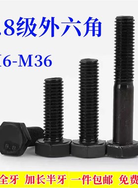 12.9级加长全牙外六角螺丝全螺纹螺栓螺杆 M10M12*80x90x100x120