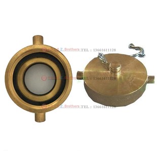 船用美式消防栓闷盖DN40 50 65mm消火栓皮龙水带堵头接扣接口全铜