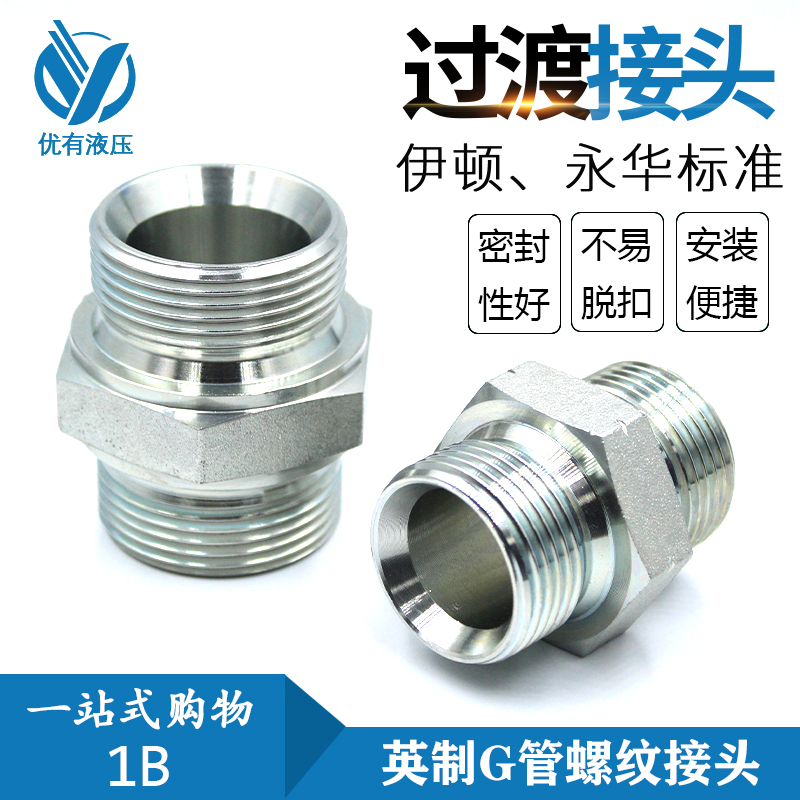 液压过渡接头 G管螺纹C型60度内锥密封高压油管接头直通对丝1B-08