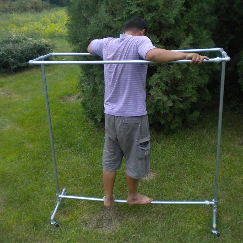 地摊晾衣架服装店展示架水管单杆式夜市晒衣架拆装阳台简易挂衣架