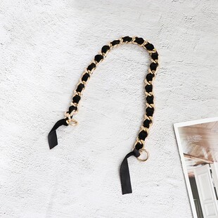 黑色链条包带配件单肩斜挎腋下包带替换diy丝巾链条包带单买链子