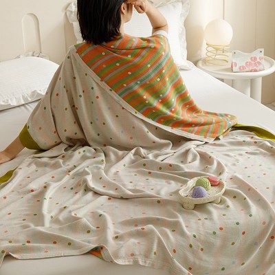 夏季竹纤维毛巾被薄款竹棉双层纱布夏凉被冷凉感毯子沙发用小毯子