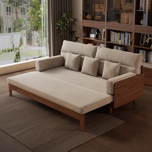 沙发床折叠两用2025新款纯实木客厅沙发可变M床1米5双人实木沙发