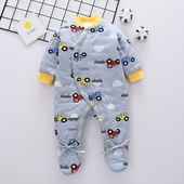 婴儿包脚连体衣宝宝手工棉花棉衣冬装 加厚男宝女孩连脚哈衣爬服