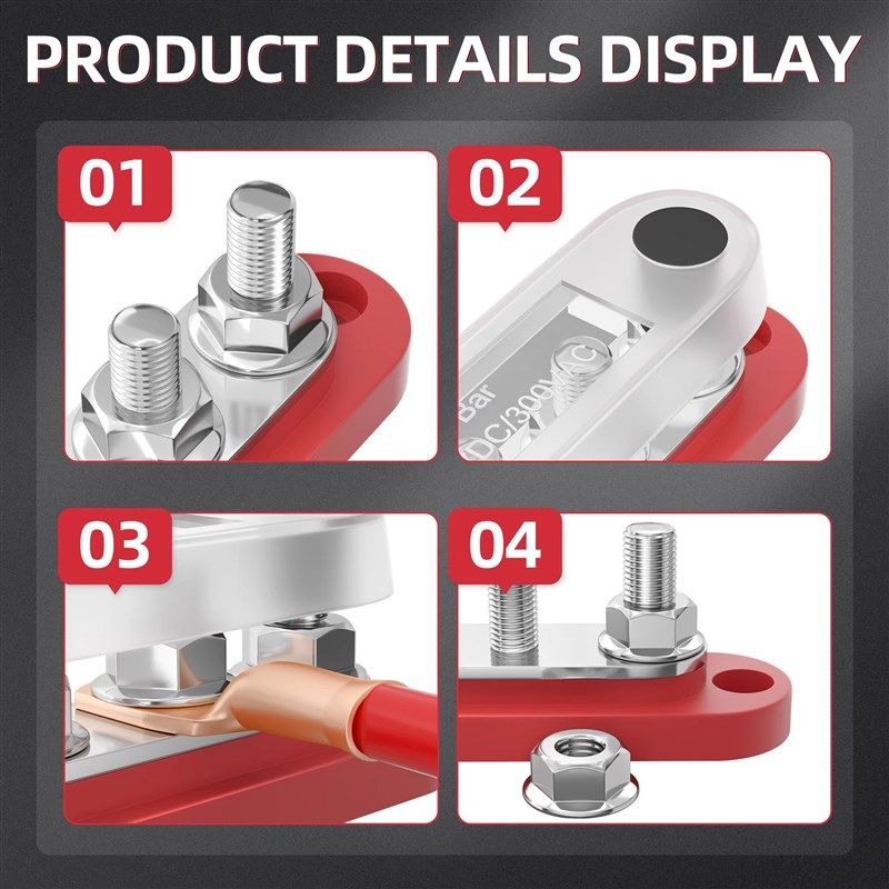 M6M8汽车房车游艇汇流排大电流150A600A改装汇线铜排接线柱端子排