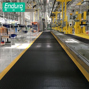 车间过道工业地板垫工厂带黄色警示边钢板纹pvc塑U料防滑地胶定制