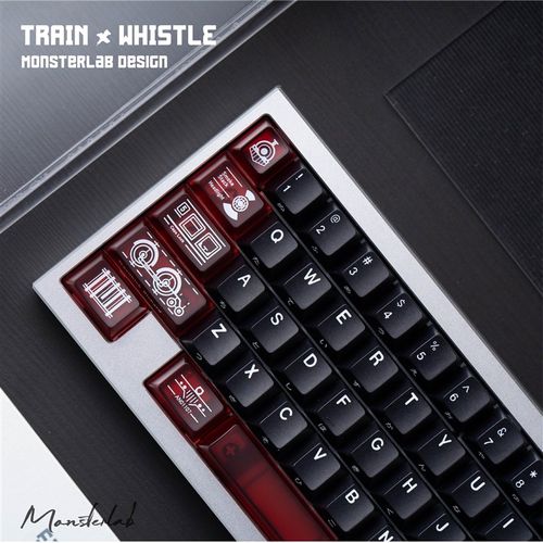Monster 鸣轨 火车主题黑红PBT&PC雾面半透光磁轴机械键帽wooting