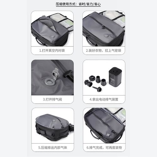 真空压缩旅行背包2025新款大容量多功能双肩包男士商务出差电脑包