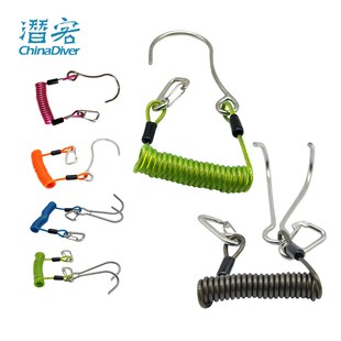 潜水流钩不锈钢双头钩放流单头钩弹簧绳挂钩顶暗流水肺安全绳流勾